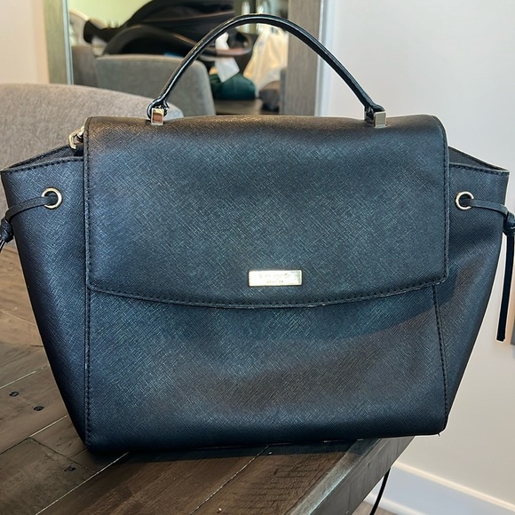 Kate Spade Lilah Shoulder Bag Laurel Way Black Satchel Purse Handbag Leather - Picture 1 of 5